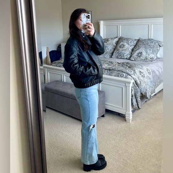 Abercrombie & Fitch Black Leather Jacket - Picture 3 of 9